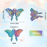 20Pcs Alloy Pendants, Cadmium Free & Nickel Free & Lead Free, Butterfly, Rainbow Color, 32x47x3mm, Hole: 2.5mm