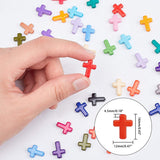 Opaque Acrylic Beads, Cross, Mixed Color, 16x12x4.5mm, about 20pcs/compartment, about 480pcs/box