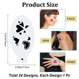 Plastic Face Paint Stencils, Body Facial Painting Tattoo Painting Templates for School Home Party, Animal Pattern, 7.5x14x0.01cm, 24Pcs/set