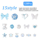 128Pcs Transparent Acrylic Beads, Mixed Style Beads Sets, Mixed Color, 9~23x11~29.5x6~11.3mm, Hole: 1.4~2.5mm