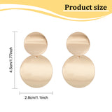2 Pairs 2 Colors Alloy Double Flat Round Dangle Stud Earrings for Women, Platinum & Golden, 45mm, Pin: 0.7mm, 1 Pair/color