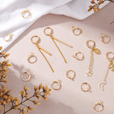 30Pcs Brass Huggie Hoop Earring Findings, with Loop, Ring, Real 18K Gold Plated, 12 Gauge, 15x11.5x2mm, Hole: 2mm, Pin: 0.8mm