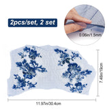 2 Sets Flower Polyster Embroidery Ornaments Accessories, Lace Sequins Clothing Sew on Patches, Suitable for Wedding Dress, Performance Clothes, Dark Slate Blue, 304x190x1.5mm, 2pcs/set