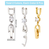 12Pcs 2 Colors Brass Extender Chain, with Cubic Zirconia, Necklace & Bracelet Extender Accessories, Platinum & Golden, 35x6mm, 6pcs/color