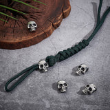 6Pcs Retro 304 Stainless Steel Slide Charms/Slider Beads, for Leather Cord Bracelets Making, Skull, Antique Silver, 22x14x9mm, Hole: 4x8mm