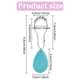 12Pcs Iron Shower Curtain Rings for Bathroom, with Synthetic Turquoise Pendants, Teardrop, 126mm