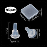 150Pcs Silicone Full Cover Ear Nuts, Earring Backs, for Stud Earring Making, Clear, 10x6x6mm, Hole: 0.7mm