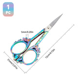 402J2 Stainless Steel Scissors, with Zinc Alloy Handle, Butterfly, Rainbow Color, 12x5.1x0.5cm