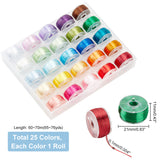 25 Rolls 25 Colors Polyester High Gloss Single-Strand Thread, with Plastic Bobbin, for Hanfu Hairpin Accessories, Mixed Color, 0.1mm, about 65.62~76.55 Yards(60~70m)/roll, 1 roll/color