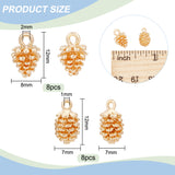 16Pcs 2 Styles Brass Charms, Pine Cone, Real 18K Gold Plated, Real 18K Gold Plated, 12x7~8x7mm, Hole: 1~2mm, 8pcs/style
