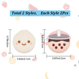 Steamed Bun & Bubble Milk Tea Pattern Silicone Joystick Cap, Thumb Grip, for Gamepad, Game Controller, Mixed Color, 16.5~17x16~16.5x7mm, 4pcs/set