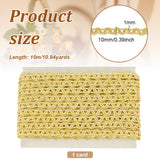 10M Polyester Metallic Braided Lace Trim, for Curtain, Clothes Decoration, Gold, 3/8 inch(10mm), about 10.94 Yards(10m)/Card