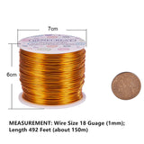 Round Aluminum Wire, Goldenrod, 18 Gauge, 1mm, about 492.12 Feet(150m)/roll