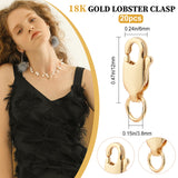 20Pcs Brass Lobster Claw Clasps, Cadmium Free & Nickel Free & Lead Free, Real 18K Gold Plated, 12x6x3mm, Hole: 3.8mm