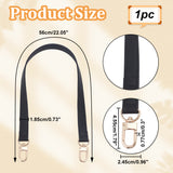 Cowhide Bag Handles, with Alloy Swivel Clasps, for Bag Replacement Accessories, Black, 56x1.85cm