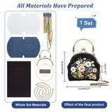 DIY Ethnic Style Flower Pattern Embroidery Crossbody Bags Kits, Including Kiss Lock Frame with Handle, Plastic Imitation Bamboo Embroidery Hoop, Bag Chain, Needle, Threads, Fabric, Instruction, Mixed Color, 453x275x0.4mm