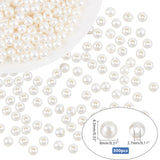 ABS Plastic Imitation Pearl Beads, Round, Creamy White, 8mm, Hole: 2mm