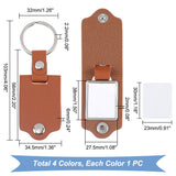 4Pcs 4 Colors Sublimation Keychain Blanks, PU Leather Keychain with Zinc Alloy Key Rings, Double-Side Printed Heat Transfer Keychain, Mixed Color, 10.3cm, 1pc/color