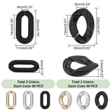 300Pcs 6 Style Spray Painted CCB Plastic Linking Rings, Quick Link Connectors, For Jewelry Chains Making, Oval & Twist, Mixed Color, 20~23x11~16x5.5mm, Inner Diameter: 4~6x13~14mm, 50pcs/style