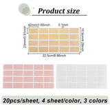 12 Sheets 3 Colors Coated Scratch Off Film Password Stickers, DIY Scraping Award Card, Rectangle, Mixed Color, 109x225x0.1mm, Ssticker: 42x23mm, 20pcs/sheet, 4 sheets/color