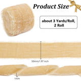 Flat Velvet Ribbons, Raw Edged Ribbons, Clothes Accessories, Camel, 2 inch(50mm), about 3 Yards/Roll