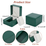PU Leather Watch Boxes, with Pillow, Sauqre, Lime Green, 11x10.1x7.3cm