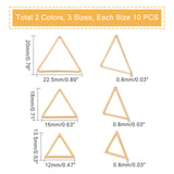 60Pcs 6 Style 304 Stainless Steel Linking Ring, Triangle, Mixed Color, 13.5~20x12~22.5x0.8mm, 10pcs/style