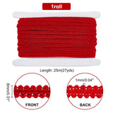 25M Polyester Braided Lace Trim, Sewing Centipede Lace Ribbon, for Clothes Accessories and Curtains Accessories, Red, 1/4 inch(8mm), about 27.34 Yards(25m)/Set