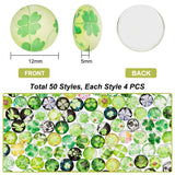 1 Bag Printed Glass Cabochons, for DIY Jewelry Making, Half Round with Clover Patterns, Mixed Color, 12x5mm, 200pcs/bag, 1 bag/box