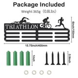 Fashion Iron Medal Hanger Holder Display Wall Rack, with Screws, Triathlon Pattern, 150x400mm