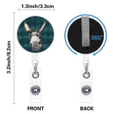 Flat Round ABS Plastic Badge Reel, Retractable Badge Holder, with Alligator Clip, Donkey Pattern, 82x33mm