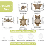 DIY Blank Dome Pendant Making Kit, Including Alloy Pendant Cabochons Settings, Glass Cabochons, Elephant & Turtle & Owl & Butterfly & Dragonfly, Antique Bronze, 60Pcs/box