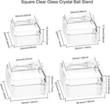 Glass Crystal Ball Stand, Square, Clear, 24~39.5x24~39.5x14.5~21.5mm, Inner Diameter: 16~32mm, 4pcs/set