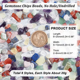 185Pcs 8 Styles Natural Mixed Gemstone Beads, No Hole/Undrilled, Nuggets, Tumbled Stone, Vase Filler Gems, Mixed Dyed and Undyed, 7~25x3~10X2~8mm