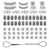 DIY Kit, with Alloy Beads and Plastic Hair Pin Bun Maker, Antique Silver, 9.5x9mm, Hole: 6mm, Total 69pcs/bag