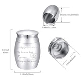 Alloy Cremation Urn Kit, with Disposable Flatware Spoons, Silver Polishing Cloth, Velvet Packing Pouches, Rose Pattern, 40.5x30mm, 1pc