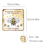 Square Vintage Iron Tin Sign, Metal Warning Signs, for Home Garden Bar Wall Decor, Bees Pattern, 300x300x0.03mm