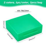 2Pcs 2 Colors Plastic Microscope Slide Storage Box, Rectangle, Mixed Color, 9.4x9.1x3.2cm, 1pc/color