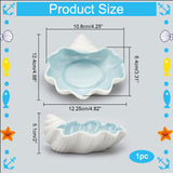 Shell Shape Porcelain Jewelry Plate, Storage Tray for Rings, Necklaces, Earring, Light Sky Blue, 124x122.5x51mm