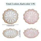 2Pcs 2 Colors Porcelain Jewelry Dish, Ring Holder Dish, Flower Shape Jewelry Organizer Tray, Trinket Jewelry Holder Home Decor for Earrings, Necklace, Mixed Color, 112x18mm, 1pc/color