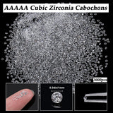 Cubic Zirconia Cabochons, Grade A, Faceted, Diamond, Clear, 1mm, 3000pcs/box