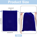 Rectangle Velvet Jewelry Pouch Bags, with Polyester Drawstring, Dark Blue, 34.8x24.8cm