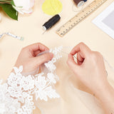 Polyester Embroidery Ornament Accessories, Appliques, Flower, for DIY Costume, Sewing Craft, White, 610~620x23x1.4mm