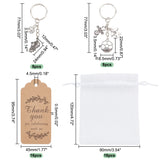 16Pcs 2 Style Sports Theme Keychain, Shoes Football Pendant Alloy Keychain, with 16Pcs Organza Bags and 16Pcs Kraft Paper Price Tags, Antique Silver, Keychain: 7.7cm, Pendant: 22~24x12~18.5x3.5mm, 8pcs/style