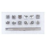 Zinc Alloy Steal Puncher Set, with Flower Pattern, Cadmium Free & Lead Free, Platinum, Package: 16.3x8.6x2.1cm