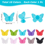 Silicone Wine Glass Tag Markers, Suction Cup Tags, Butterfly, Mixed Color, 27x38x11.5mm, 10colors/set