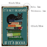 Iron Sign Posters, for Home Wall Decoration, Rectangle with Word It's Not Hoarding If It's Books, Book Pattern, 300x200x0.5mm