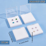 White Acrylic Loose Diamond Display Boxes with Clear Hinged Lid, with Sponge Inside, for Gemstone, Jewelry Storage, Square, White, 6.3x6.1x1.4cm