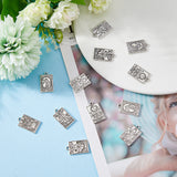 50Pcs 5 Style Zinc Alloy Pendants, Antique Silver, Rectangle with Tarot Cards Pattern, Stainless Steel Color, 23x14x1.5mm, Hole: 1.8mm, 10pcs/style