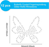 Glitter Hotfix Rhinestone(Hot Melt Adhesive On The Back), Costume Accessories, Butterfly, Crystal, 52x49mm